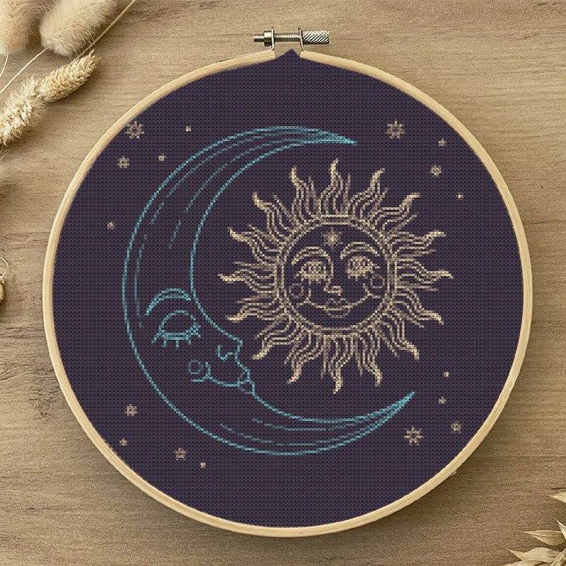  Cross Stitch Kit - Glittering Sun And Moon | Mystical Needle Artwork | Perfect For Wall Hanging  - image 3