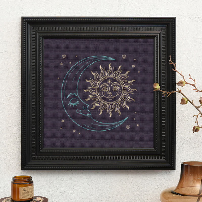  Cross Stitch Kit - Glittering Sun And Moon | Mystical Needle Artwork | Perfect For Wall Hanging  - image 9