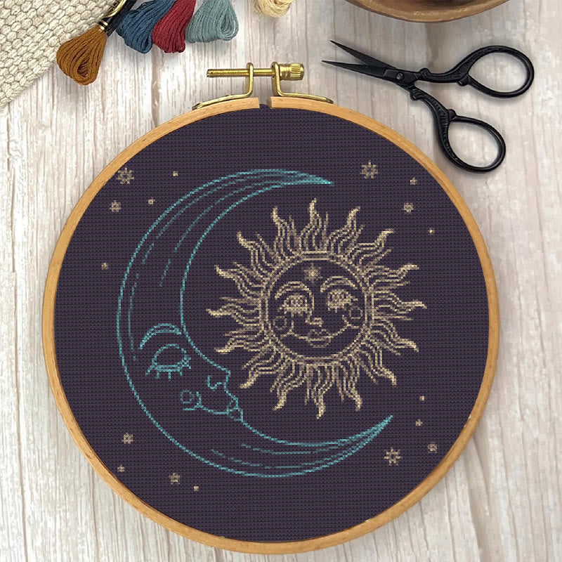  Cross Stitch Kit - Glittering Sun And Moon | Mystical Needle Artwork | Perfect For Wall Hanging  - image 5