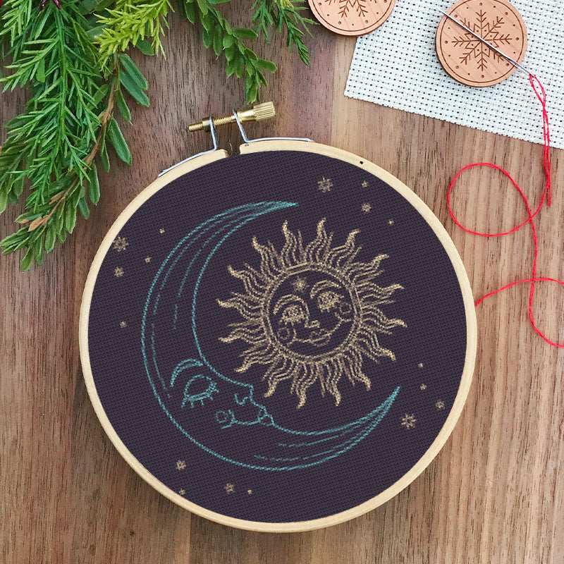  Cross Stitch Kit - Glittering Sun And Moon | Mystical Needle Artwork | Perfect For Wall Hanging  - image 6