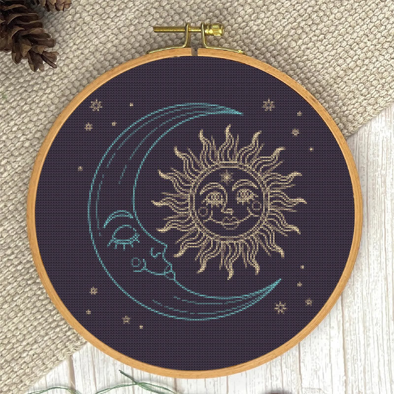  Cross Stitch Kit - Glittering Sun And Moon | Mystical Needle Artwork | Perfect For Wall Hanging  - image 2