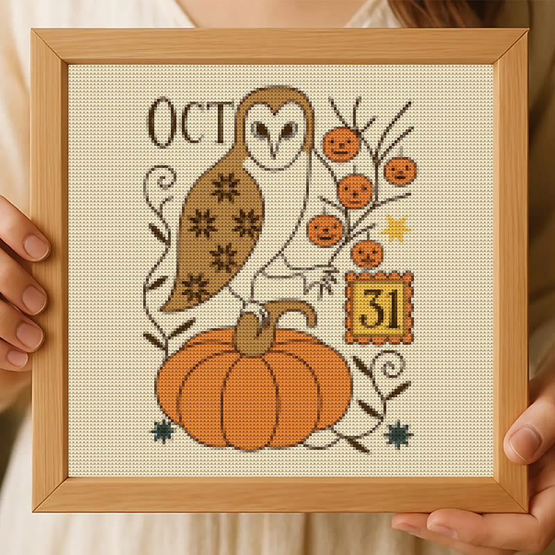 Cross Stitch Kit - Spooky Owl | Mysterious Halloween Craft | Diy Wall Art - image 2