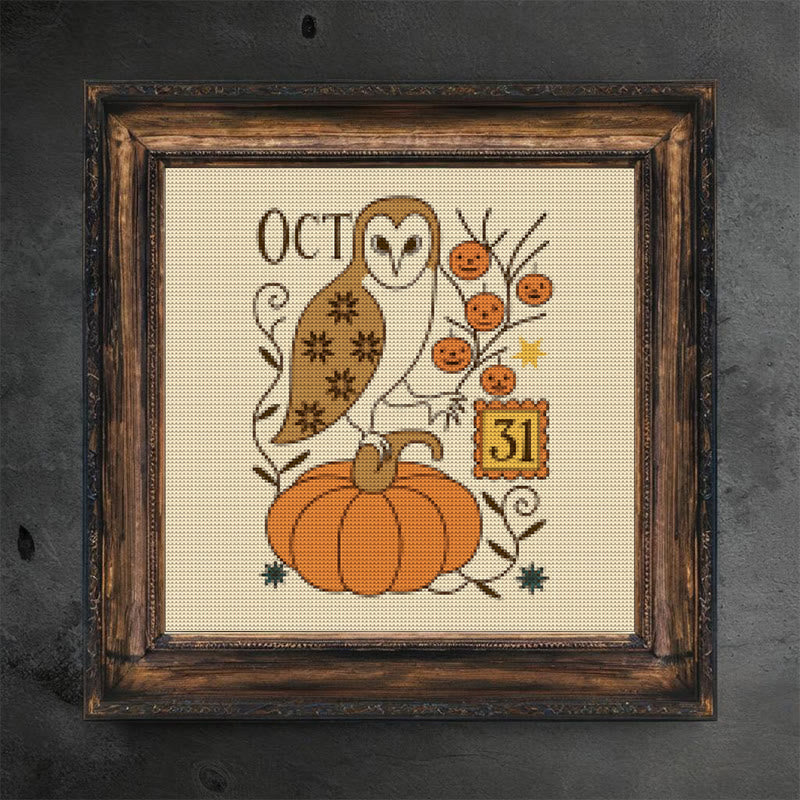 Cross Stitch Kit - Spooky Owl | Mysterious Halloween Craft | Diy Wall Art - image 1