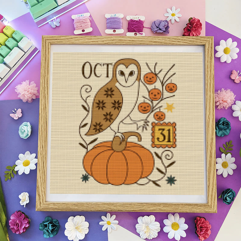 Cross Stitch Kit - Spooky Owl | Mysterious Halloween Craft | Diy Wall Art - Spooky Owl - image 0