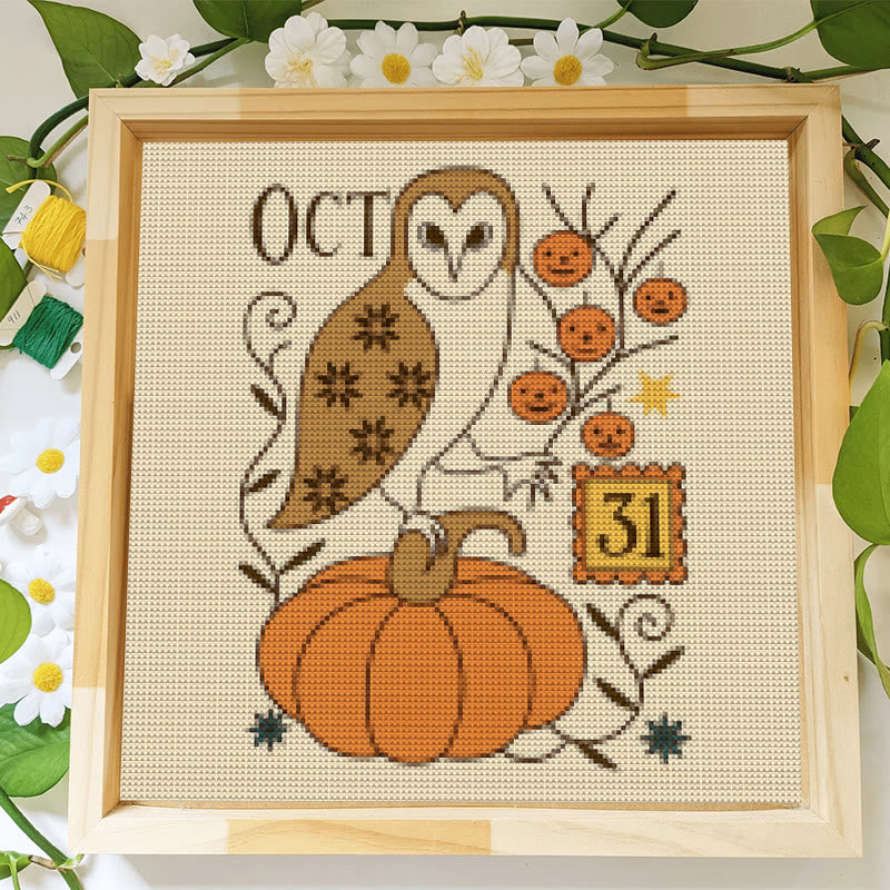 Cross Stitch Kit - Spooky Owl | Mysterious Halloween Craft | Diy Wall Art - image 3