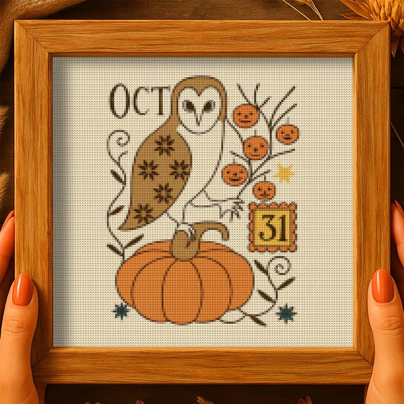 Cross Stitch Kit - Spooky Owl | Mysterious Halloween Craft | Diy Wall Art - image 4