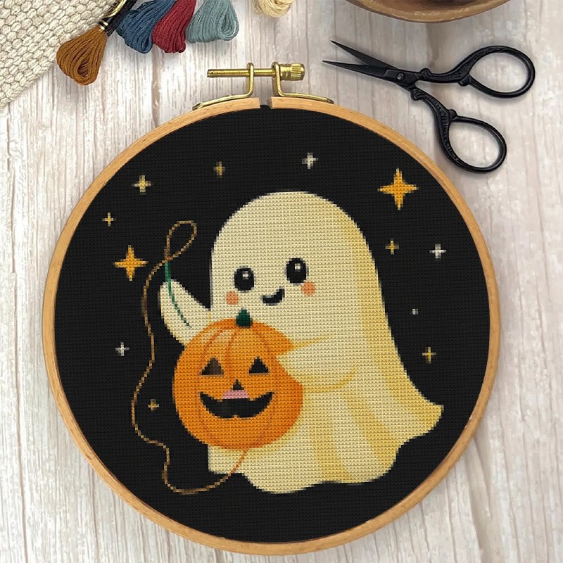  Cross Stitch Kit - Stitching Pumpkin | Adorable Halloween Craft | Diy Needlework For Handmade Lovers - image 1
