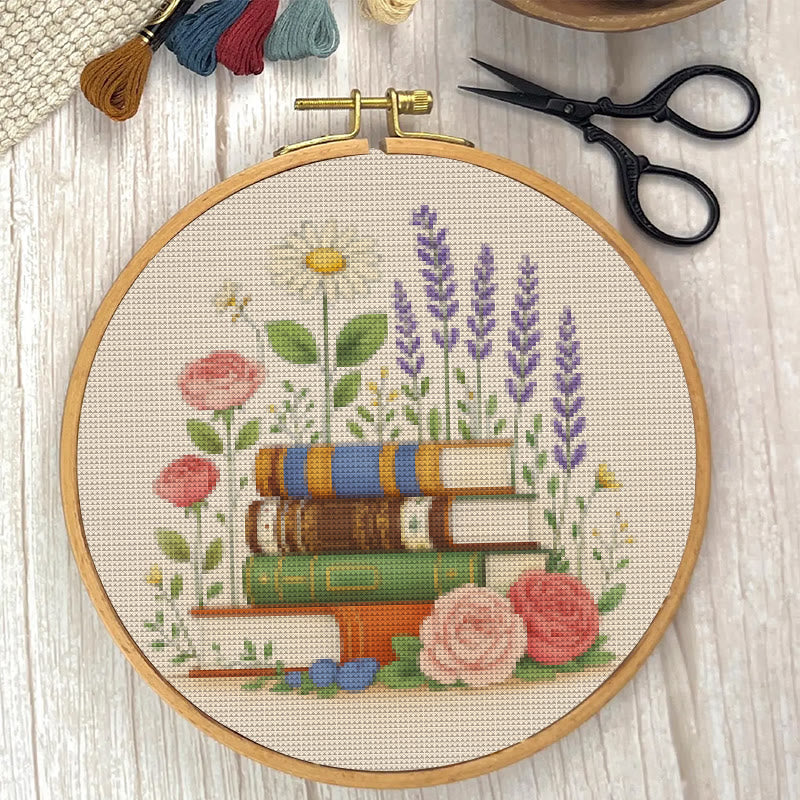  Cross Stitch Kit - Floral Book | Unique Handmade Collection | Nice Gifts For Book Lovers - image 2