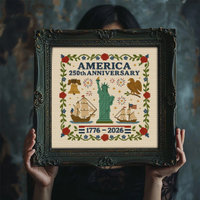 Cross Stitch Kit - Us 250th Anniversary | Diy Handmade Craft | Unique Needlework Collection - image 2