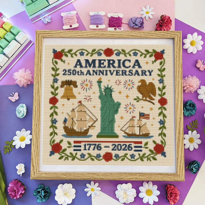 Cross Stitch Kit - Us 250th Anniversary | Diy Handmade Craft | Unique Needlework Collection - Us 250th Anniversary - image 0