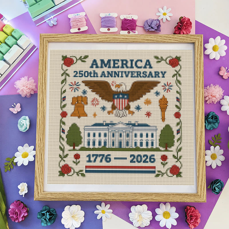 Cross Stitch Kit - Us Independence Day | Perfect Decoration Craft | Easy Stitch Artwork - image 0