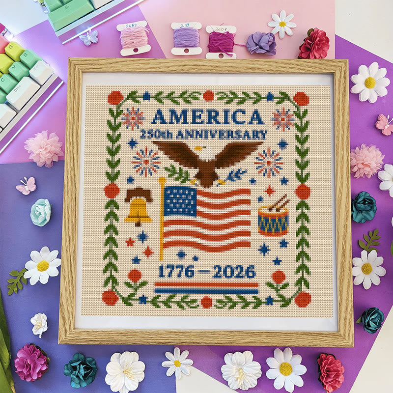 Cross Stitch Kit - America 250th Anniversary |  Unique Handmade Gifts | Memorial Stitch Handicraft  - image 0