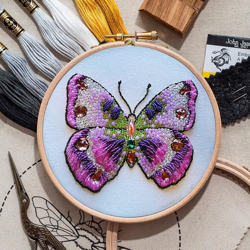 Rubbyoo Bead Embroidery Kit - Pink Butterfly | Diy Decorative Handcraft | Thoughtful Birthday Gift - image 3