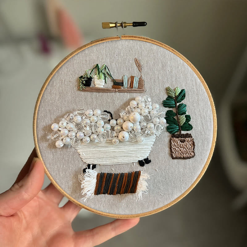 Rubbyoo Bead Embroidery Kit - Cozy Bath | Easy Handmade Artcraft | Nice Home Ornament - image 2