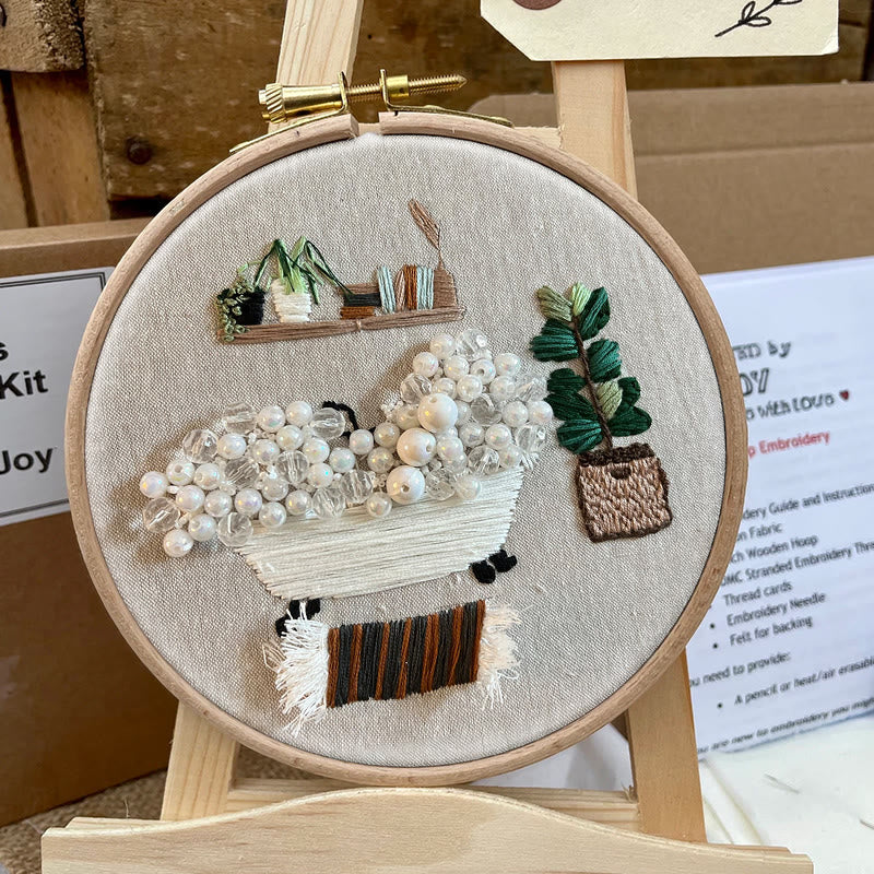 Rubbyoo Bead Embroidery Kit - Cozy Bath | Easy Handmade Artcraft | Nice Home Ornament - image 4