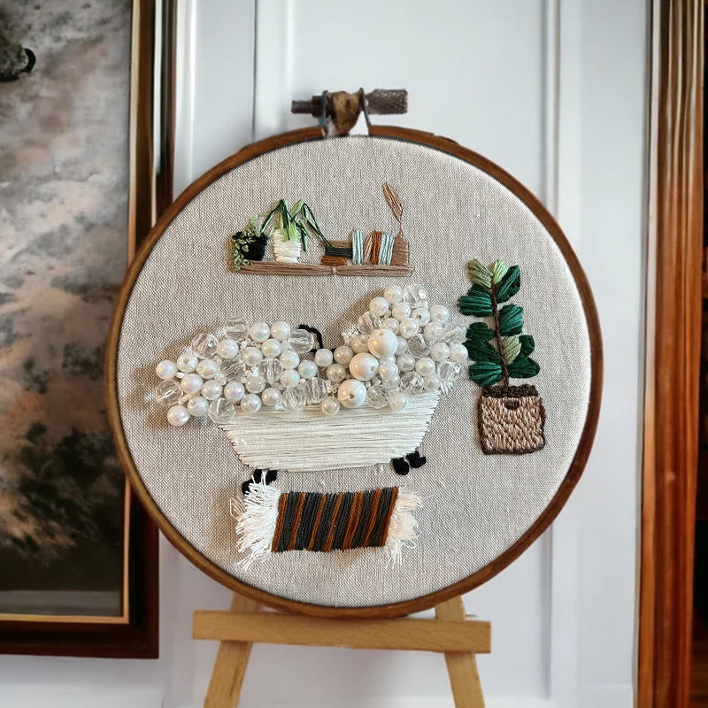 Rubbyoo Bead Embroidery Kit - Cozy Bath | Easy Handmade Artcraft | Nice Home Ornament - image 3