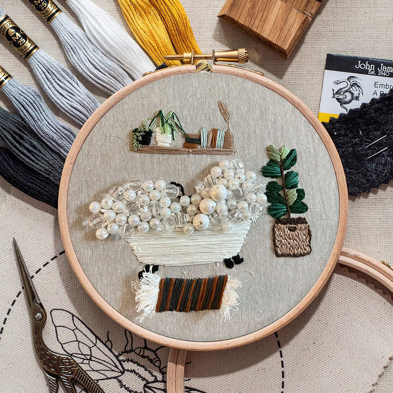 Rubbyoo Bead Embroidery Kit - Cozy Bath | Easy Handmade Artcraft | Nice Home Ornament - image 8