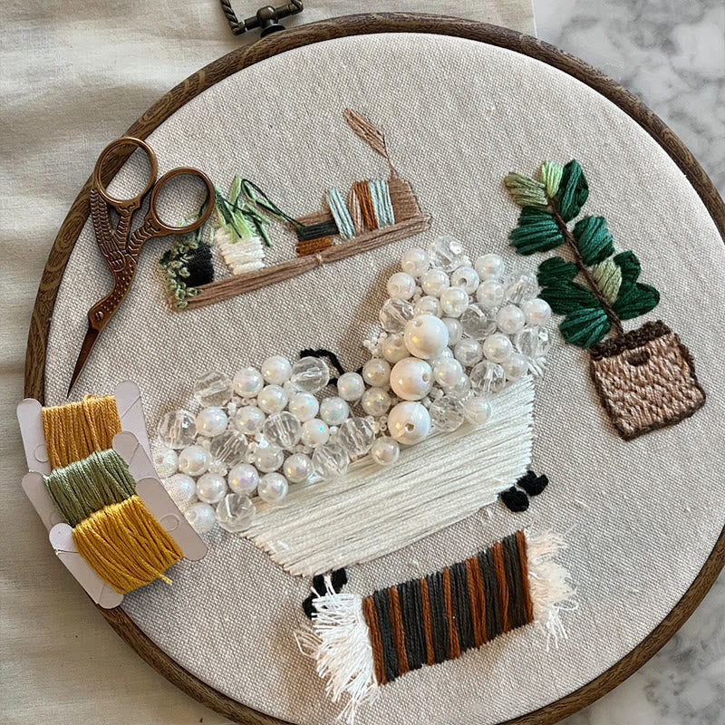 Rubbyoo Bead Embroidery Kit - Cozy Bath | Easy Handmade Artcraft | Nice Home Ornament - image 7