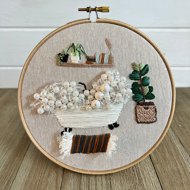 Rubbyoo Bead Embroidery Kit - Cozy Bath | Easy Handmade Artcraft | Nice Home Ornament - image 5