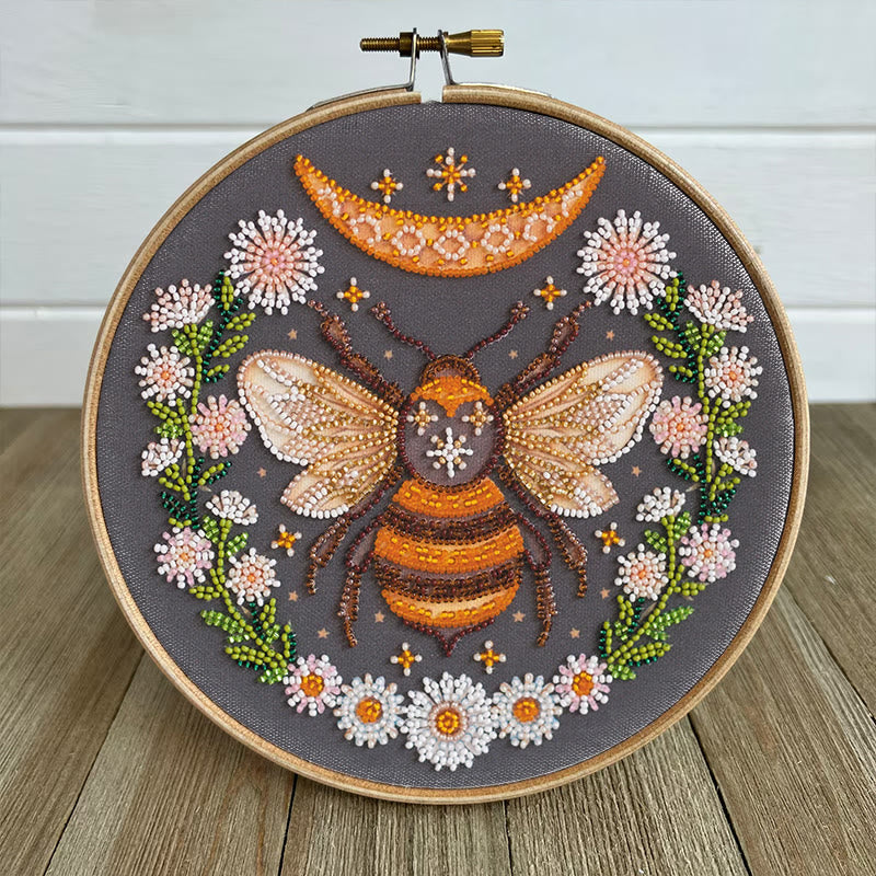 Rubbyoo Bead Embroidery Kit - Floral Bee | Diy Handicraft Collection | Exquisite Needle Art - image 6