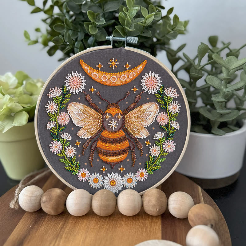 Rubbyoo Bead Embroidery Kit - Floral Bee | Diy Handicraft Collection | Exquisite Needle Art - image 2