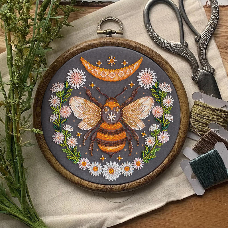 Rubbyoo Bead Embroidery Kit - Floral Bee | Diy Handicraft Collection | Exquisite Needle Art - image 4