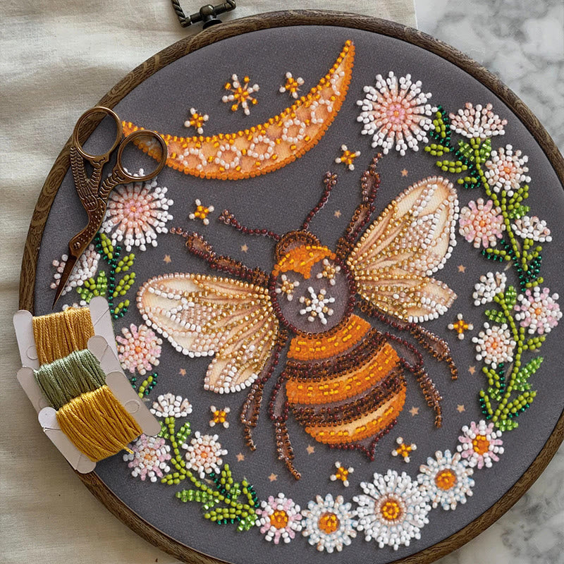 Rubbyoo Bead Embroidery Kit - Floral Bee | Diy Handicraft Collection | Exquisite Needle Art - image 3