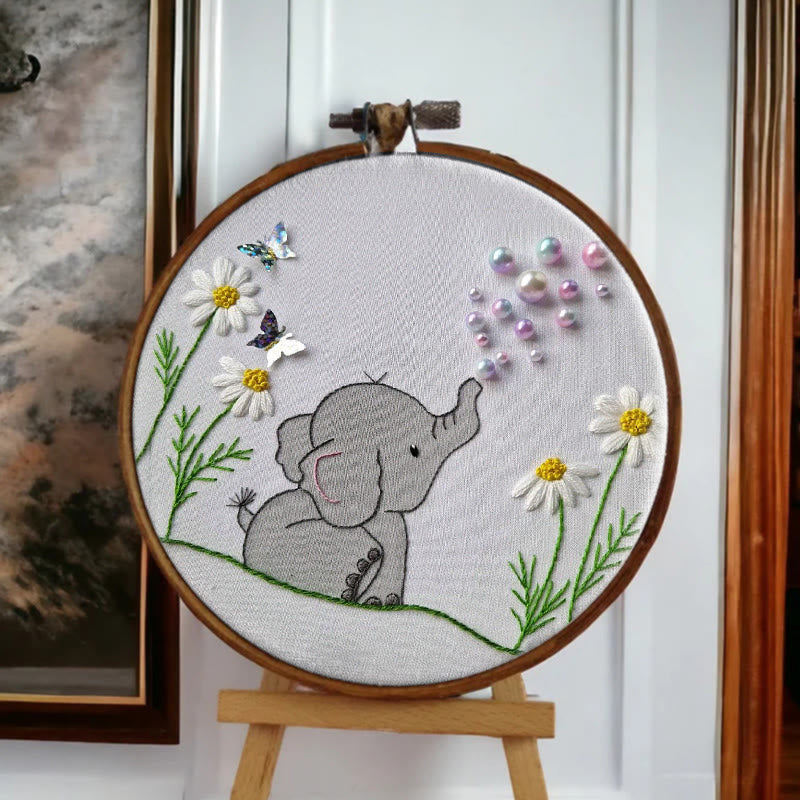 Rubbyoo Bead Embroidery Kit - Baby Elephant | Diy Animal Craft | Perfect Art For Home Decor  - image 1