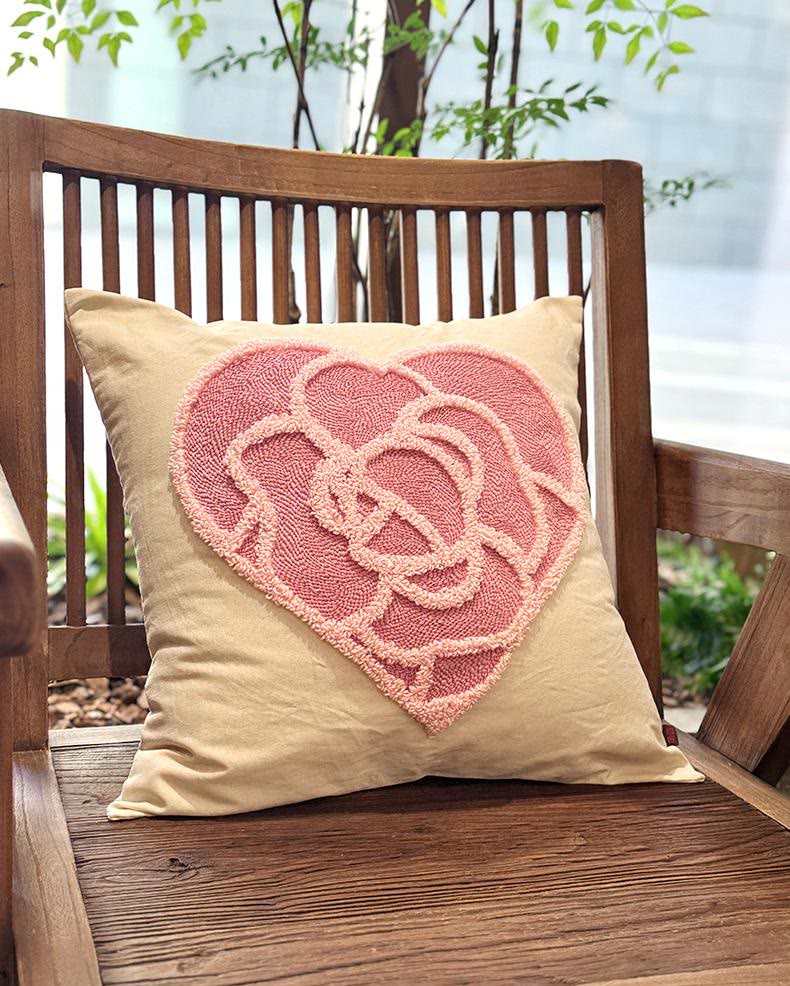 Punch Needle Pillow Kits - Diy Floral Craft | Unique Home Decoration | Perfect Gifts For Housewarming  - Heart - image 2