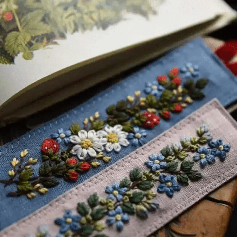 Embroidery Floral Bookmark Kit | Perfect Gifts For Book Lovers | Diy Handmade Artwork - image 1