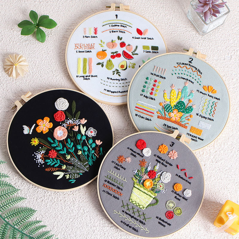 Rubbyoo 4-piece Embroidery Starter Kit - Various Stitch Pattern | Beginner Handmade Craft | Nice For Handmade Enthusiasts - 4-piece Embroidery Starter Kit - image 0