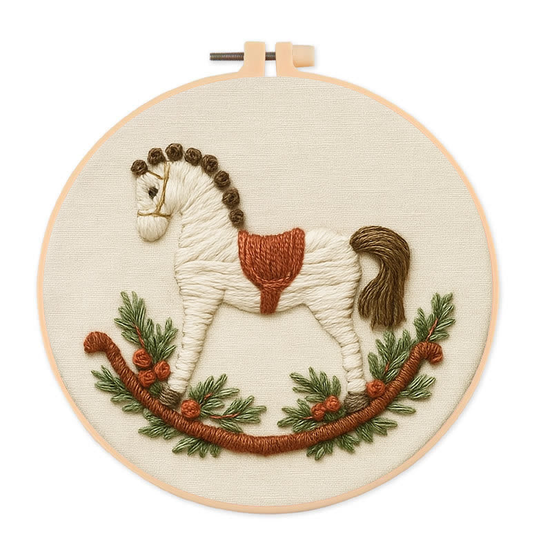 Rubbyoo Embroidery Kit - Rocking Horse | Perfect Home Decor | Nice Handmade Gift - 20*20cm - image 0