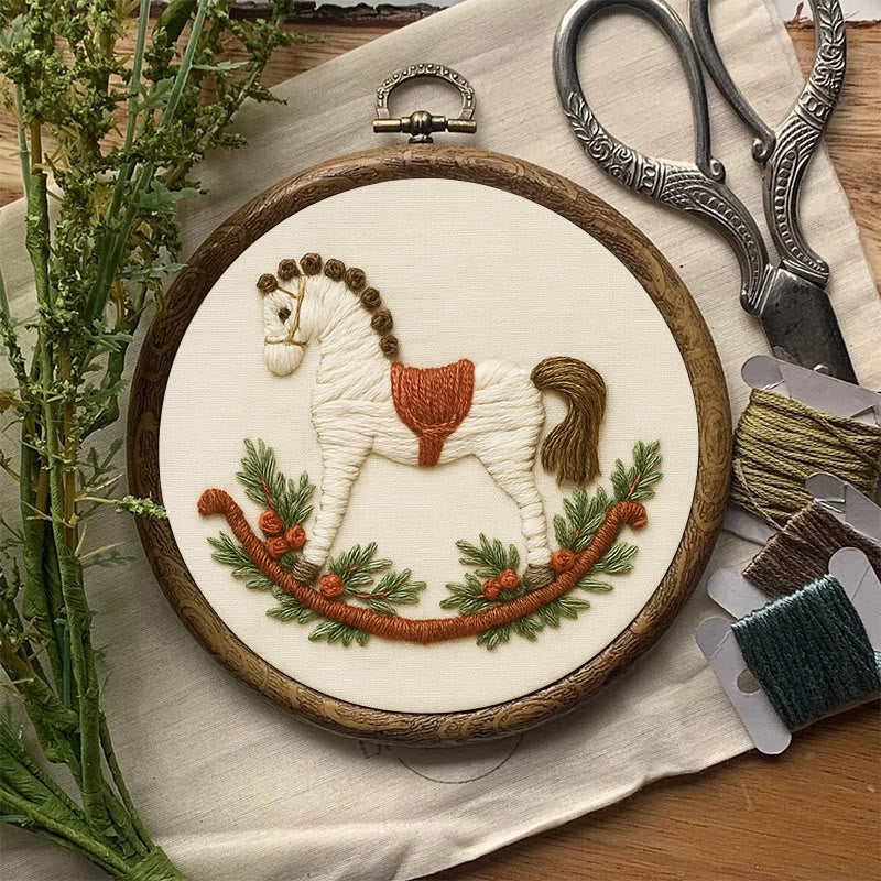 Rubbyoo Embroidery Kit - Rocking Horse | Perfect Home Decor | Nice Handmade Gift - image 1