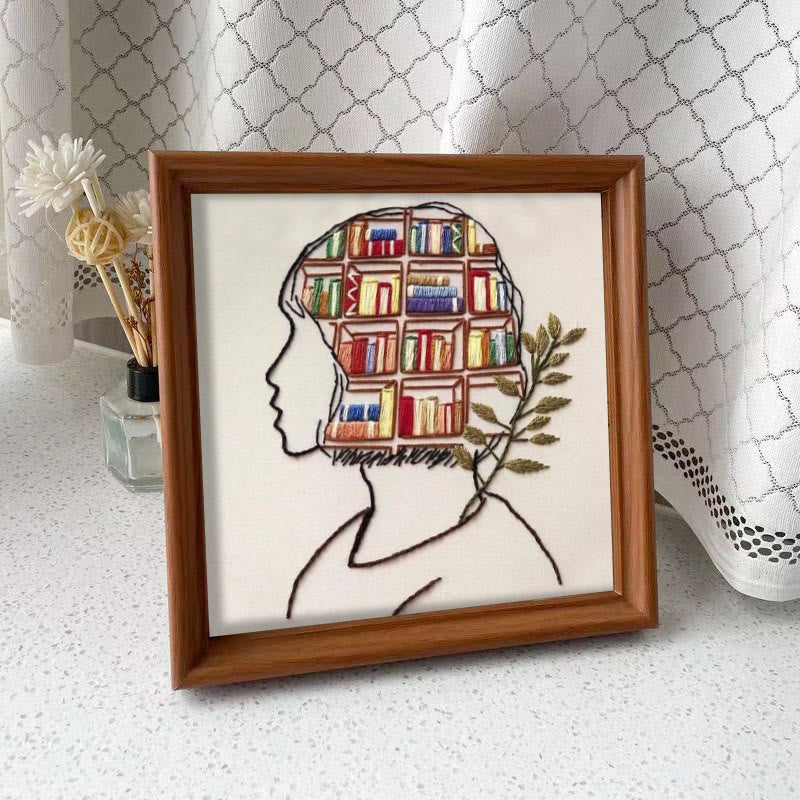 Rubbyoo Embroidery Kit - Book In Mind | Perfect Gifts For Book Lovers | Diy Bookshelf Ornament - Embroidery Kit Plus An Extra Frame - image 7