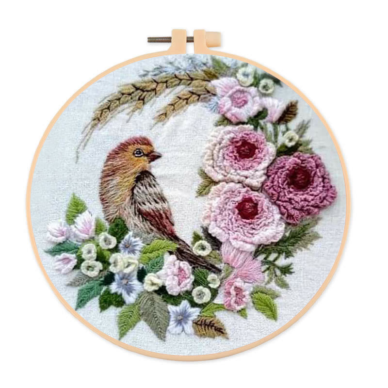 Rubbyoo Embroidery Kit - Stunning Birds With Flowers | Floral Needle Handicraft | Unique Gifts For Room Decor - 20*20cm - image 0