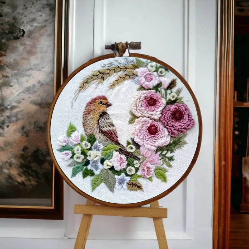 Rubbyoo Embroidery Kit - Stunning Birds With Flowers | Floral Needle Handicraft | Unique Gifts For Room Decor - image 5