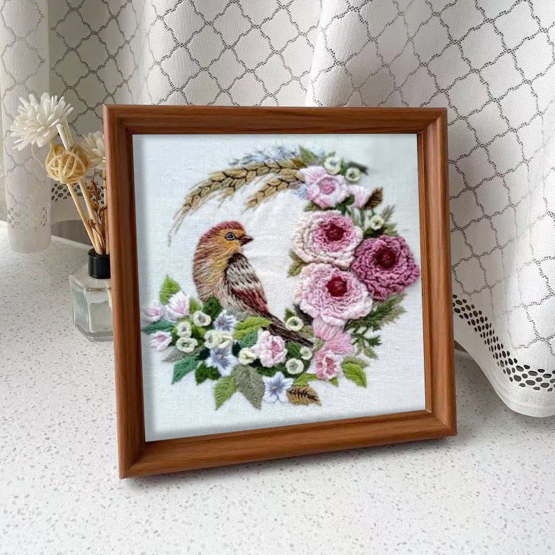 Rubbyoo Embroidery Kit - Stunning Birds With Flowers | Floral Needle Handicraft | Unique Gifts For Room Decor - Embroidery Kit Plus An Extra Frame - image 8