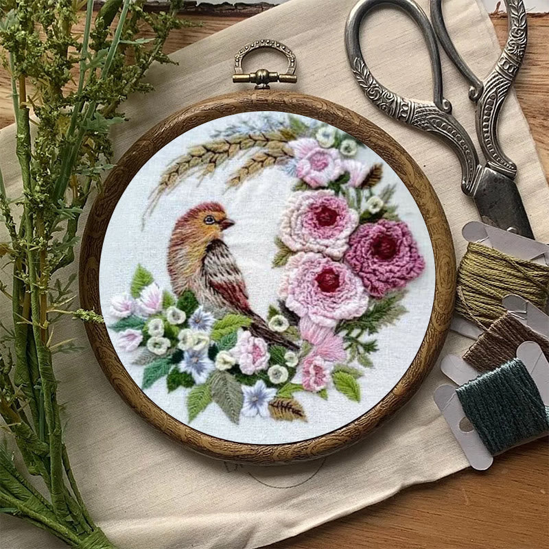Rubbyoo Embroidery Kit - Stunning Birds With Flowers | Floral Needle Handicraft | Unique Gifts For Room Decor - image 2