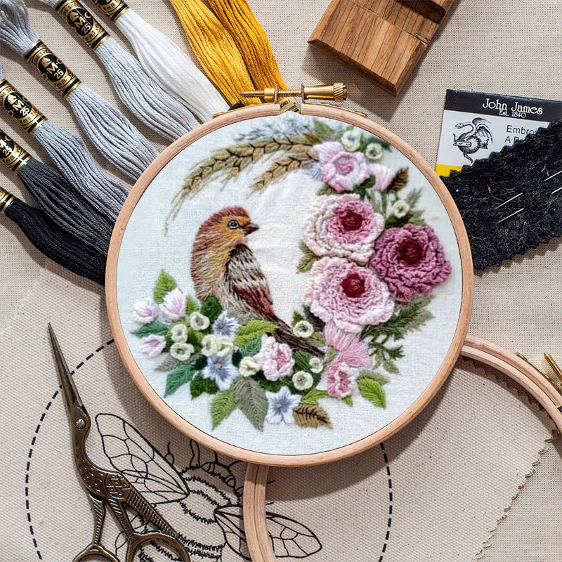 Rubbyoo Embroidery Kit - Stunning Birds With Flowers | Floral Needle Handicraft | Unique Gifts For Room Decor - image 3