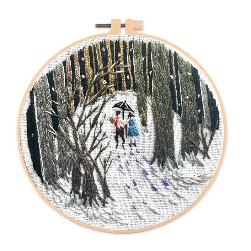 Rubbyoo Embroidery Kit - Snowy Path | Winter Landscape Craft | Perfect As Hanging Ornament  - 20*20cm - image 0