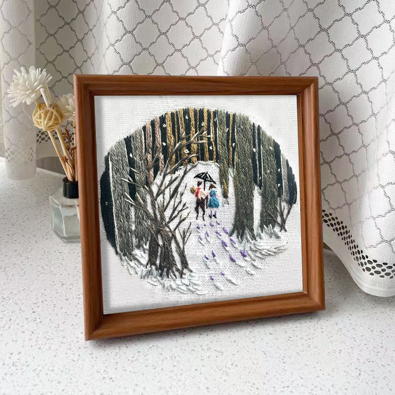 Rubbyoo Embroidery Kit - Snowy Path | Winter Landscape Craft | Perfect As Hanging Ornament  - Embroidery Kit Plus An Extra Frame - image 9
