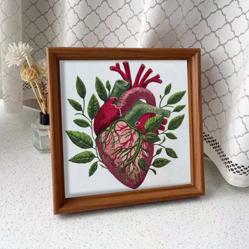 Rubbyoo Embroidery Kit - Botanical Heart | Fantastic Handmade Artwork | Diy Decorative Craft - Embroidery Kit Plus An Extra Frame - image 9