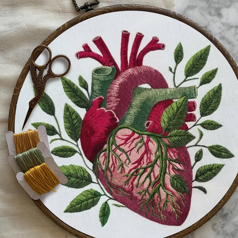 Rubbyoo Embroidery Kit - Botanical Heart | Fantastic Handmade Artwork | Diy Decorative Craft - image 2