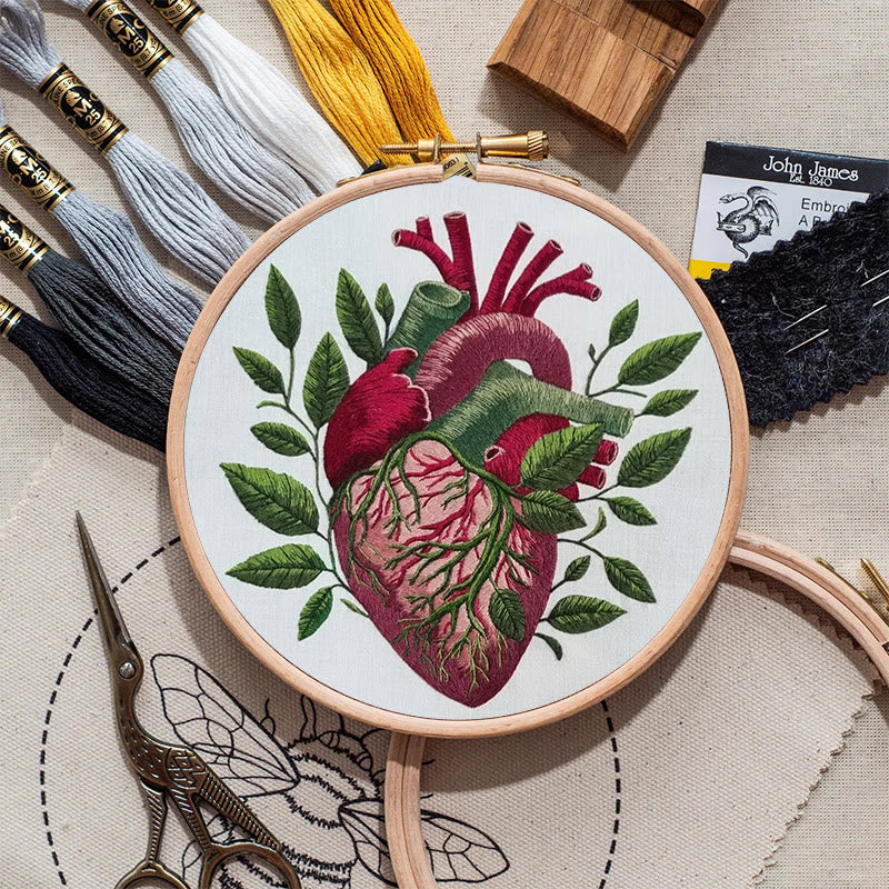 Rubbyoo Embroidery Kit - Botanical Heart | Fantastic Handmade Artwork | Diy Decorative Craft - image 1