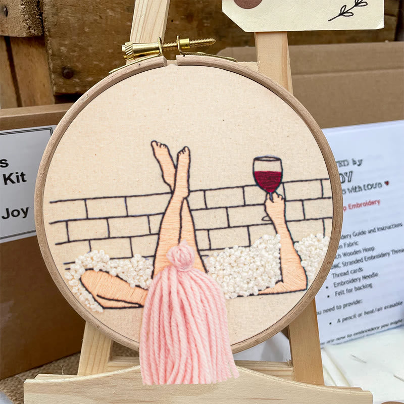 Rubbyoo Embroidery Kit - Wine And Bath | 3d Hair Handicraft | Creative Needle Artwork - image 6