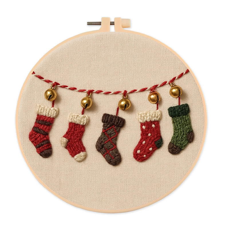 Rubbyoo Embroidery Kit - Christmas Socks | Holiday Decorative Craft | Diy Handmade Needlework - 20*20cm - image 0