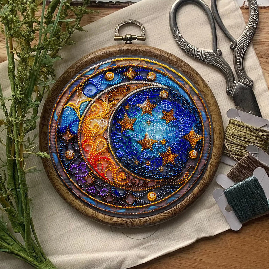 Rubbyoo Bead Embroidery Kit - Moom And Star | Diy Celestial Craft | Unique Celestial Art - image 2