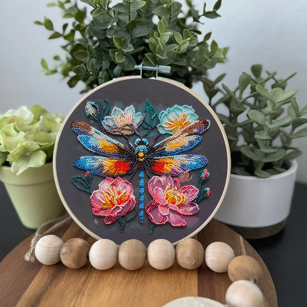 Rubbyoo Bead Embroidery Kit - Floral Dragonfly | Colourful Insect Handicraft | Diy Home Decoration - image 4