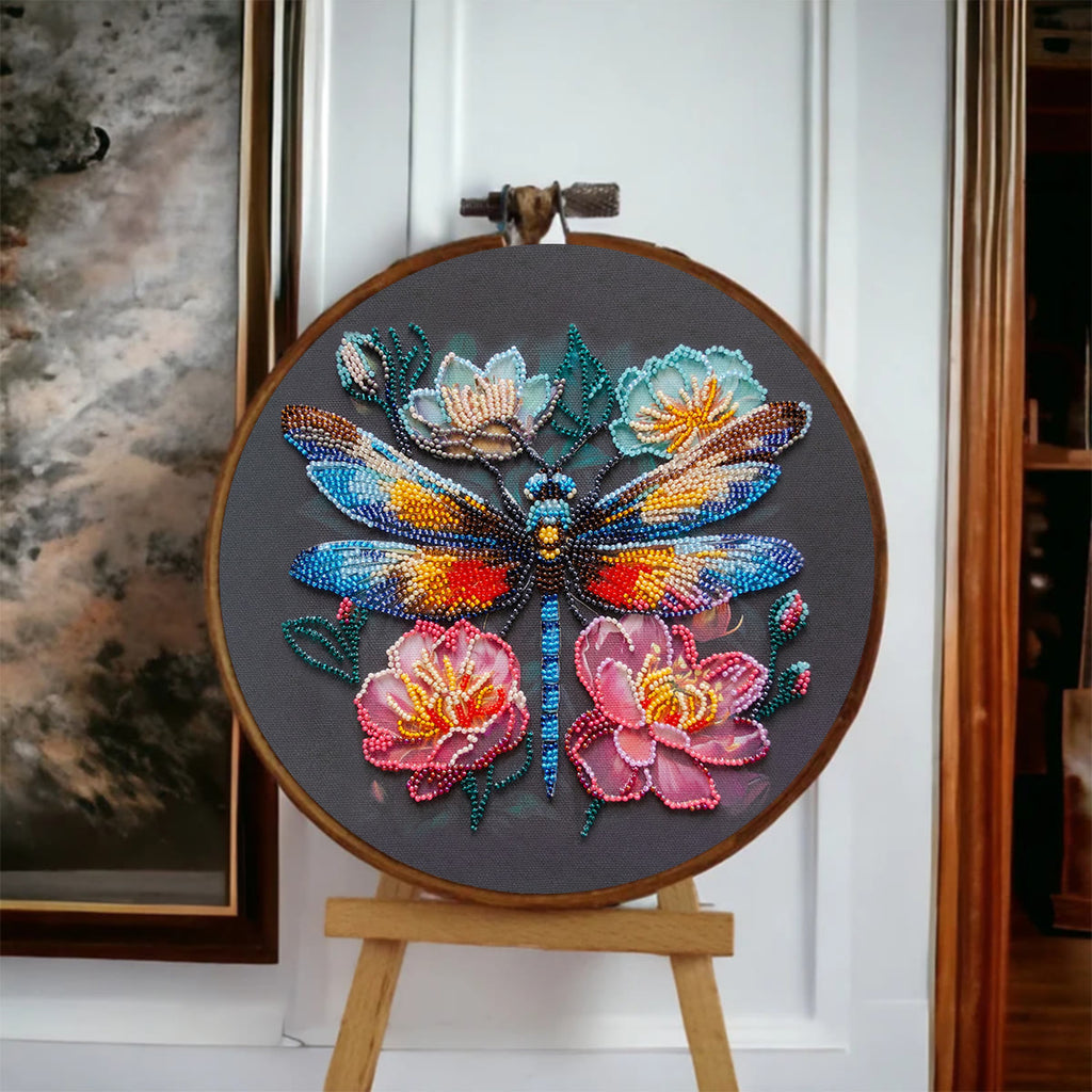 Rubbyoo Bead Embroidery Kit - Floral Dragonfly | Colourful Insect Handicraft | Diy Home Decoration - image 3