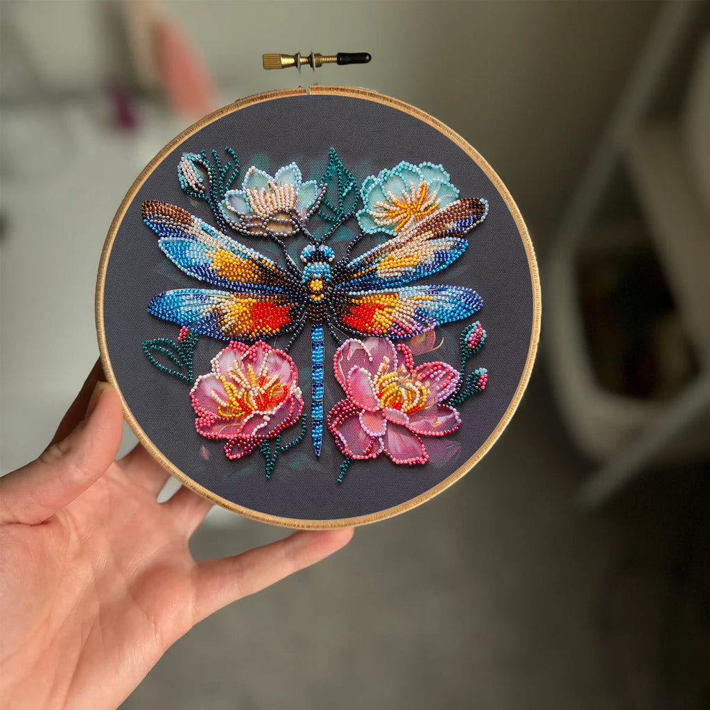 Rubbyoo Bead Embroidery Kit - Floral Dragonfly | Colourful Insect Handicraft | Diy Home Decoration - image 2